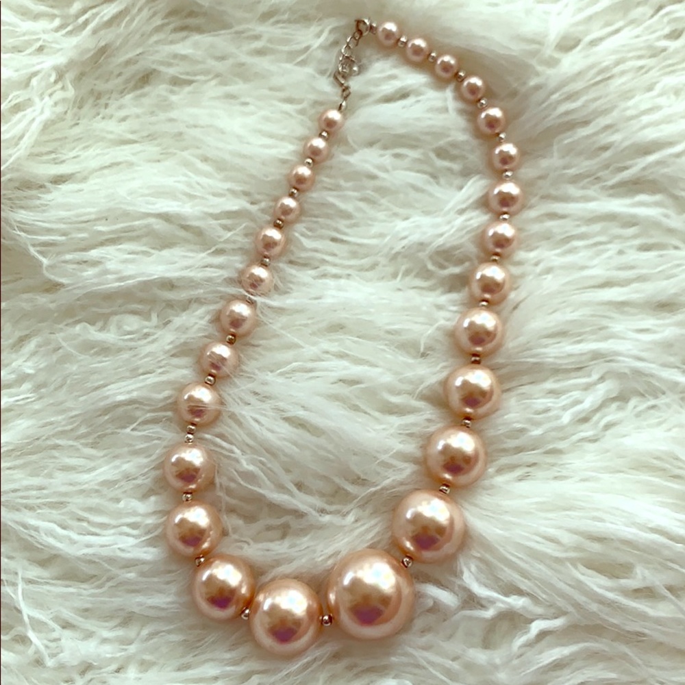 Faux pearl pink statement necklace